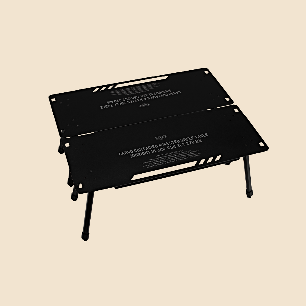 MASTER SHELF TABLEブラック(CARGO CONTAINER) CARGO CONTAINER Master Shelf Camping Table + Table Carry Bag